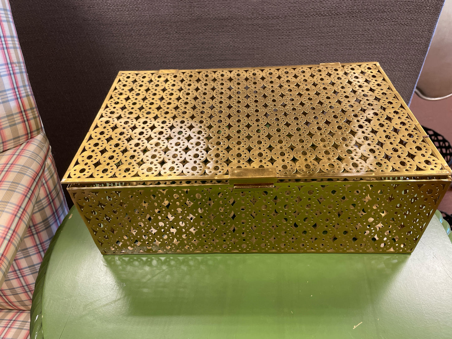 Large Gold Deco Metal Box