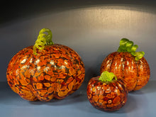 Load image into Gallery viewer, Set of 3 Brown  Hand Crafted Pumpkins from Glass Eye Studio
