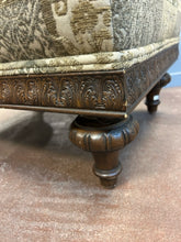 Load image into Gallery viewer, Olive Brocade Upholstered Ottoman from Kravet
