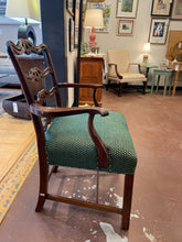 Load image into Gallery viewer, Wood Arm Chair with  Green Upholstery
