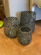 Load image into Gallery viewer, Set of Three Woven Black Candle Lanterns
