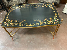 Load image into Gallery viewer, Gold Scrolled Black Tray Coffee Table on Gold Base
