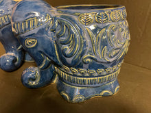 Load image into Gallery viewer, Pair Blue Ceramic Elephant Planters
