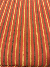 Load image into Gallery viewer, Red &amp; Gold Striped Storage Ottoman on Wheels from Walter E. Smithe
