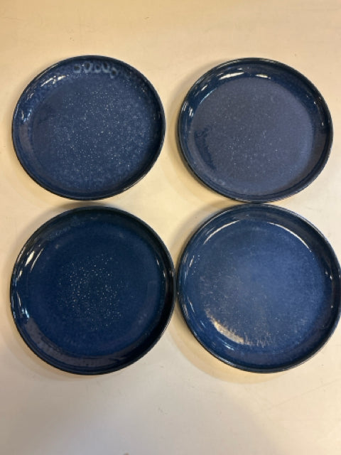 Set of 4 Blue Speckled Salad Plates