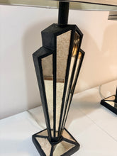 Load image into Gallery viewer, Pair of Contemporary Mirrored Black Table Lamps
