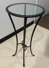 Load image into Gallery viewer, Petite Glass Top Accent Table with Metal Knotted Base
