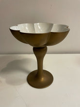 Load image into Gallery viewer, Art Deco Matte Gold &amp; White Pedestal Bowl
