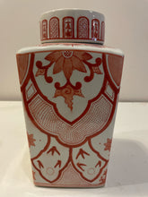 Load image into Gallery viewer, Orange &amp; White Chinoiserie Lidded Jar
