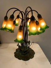 Load image into Gallery viewer, Vintage Ten Light Tiffany Style Lamp with  Metal Base
