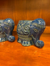 Load image into Gallery viewer, Pair Blue Ceramic Elephant Planters
