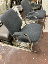 Load image into Gallery viewer, Pair of Chrome Arm Chairs with Gray Upholstery
