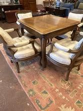 Load image into Gallery viewer, French Provincial Style Game Table with Four Cane Back Armchairs
