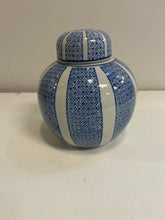 Load image into Gallery viewer, Blue &amp; White Round Lidded Jar
