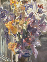 Load image into Gallery viewer, Original Still Life Purple &amp; Yellow Flowers in Vase  by Czeslaw Jan Pyrgies, signed
