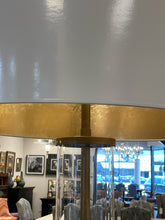 Load image into Gallery viewer, Glass Floor Lamp with Brass Detailing and Custom Painted Shade
