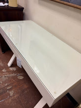 Load image into Gallery viewer, White Parsons Style Writing Desk with Glass Top
