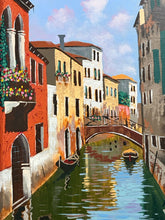 Load image into Gallery viewer, Vintage Original Oil of Venetian Canal Scene, signed
