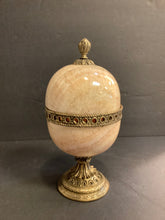 Load image into Gallery viewer, Vintage Marble Egg with Lid on Brass Base
