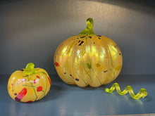Load image into Gallery viewer, Set of 2 Champaign Colored Hand Crafted Pumpkins from Glass Eye Studio
