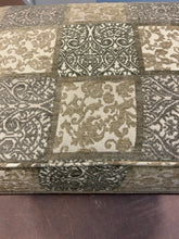 Load image into Gallery viewer, Olive Brocade Upholstered Ottoman from Kravet
