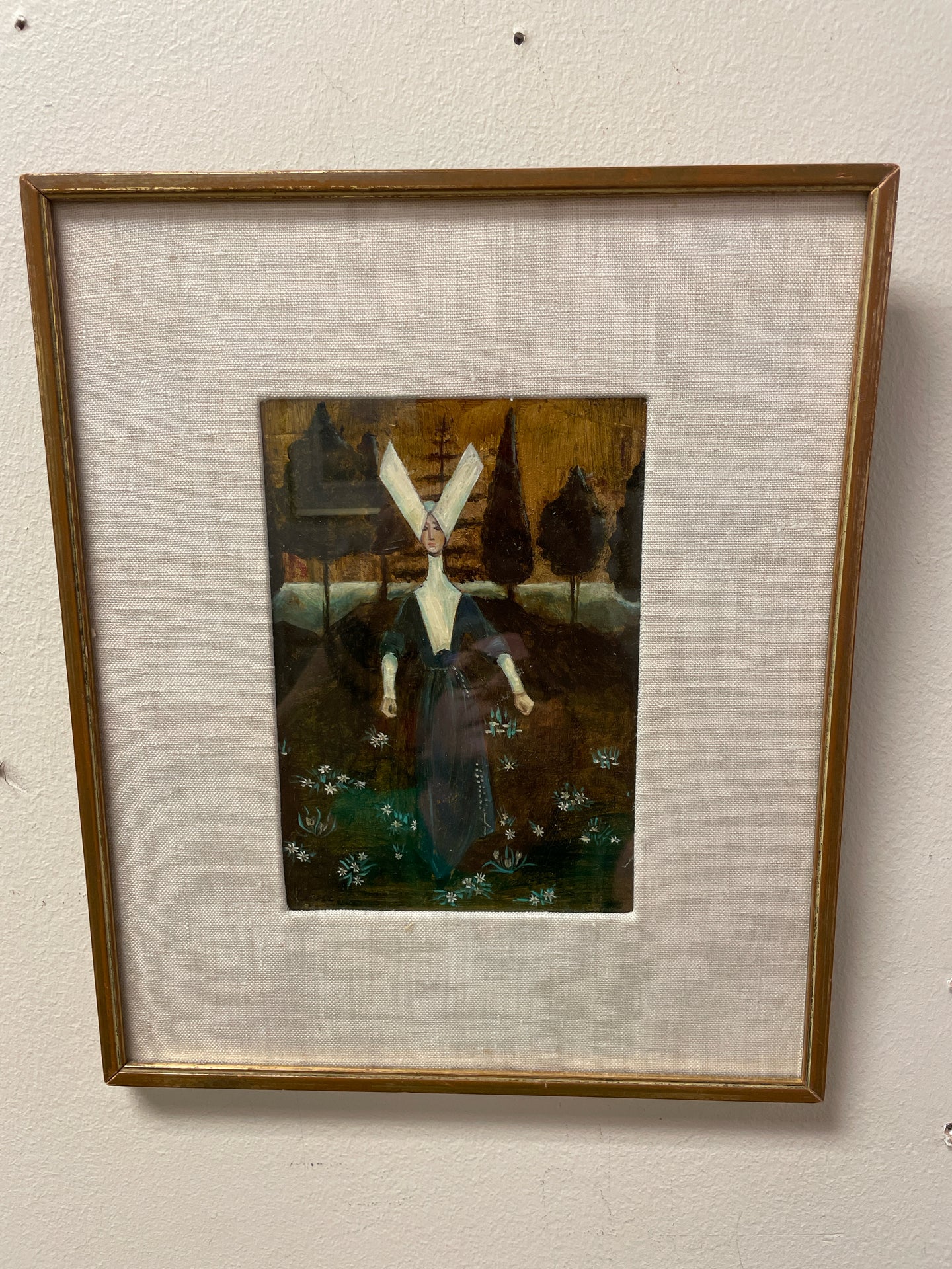 Oil of Nun in Flower Garden, Roma Italy