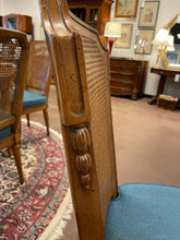 Load image into Gallery viewer, Octagonal Dining Table with 6 Herringbone Upholstered Cane Back Side Chairs, Two  Leaves &amp; Pads
