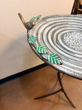 Load image into Gallery viewer, Metal Bird Bath With Bird and Leaves
