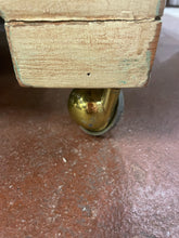Load image into Gallery viewer, Vintage Shabby Chic Side Table/Cabinet on Casters with Green Detailing
