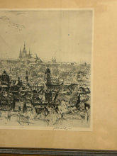 Load image into Gallery viewer, Framed Etching View of Prague Czech Republic, signed
