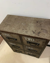 Load image into Gallery viewer, Rustic  Six  Drawer Cabinet Labeled with Numbers
