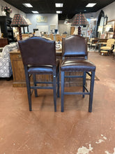 Load image into Gallery viewer, Pair of Leather Bar Stools from Ethan Allen
