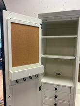 Load image into Gallery viewer, White Hampton Vanity  Desk &amp; Mirror, Two Mirrored Towers with  Interior Drawers and Shelves from Pottery Barn
