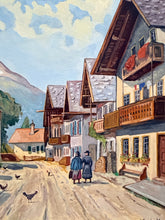 Load image into Gallery viewer, Vintage Original Acrylic of European Alpine Village Scene by J. Bond, signed
