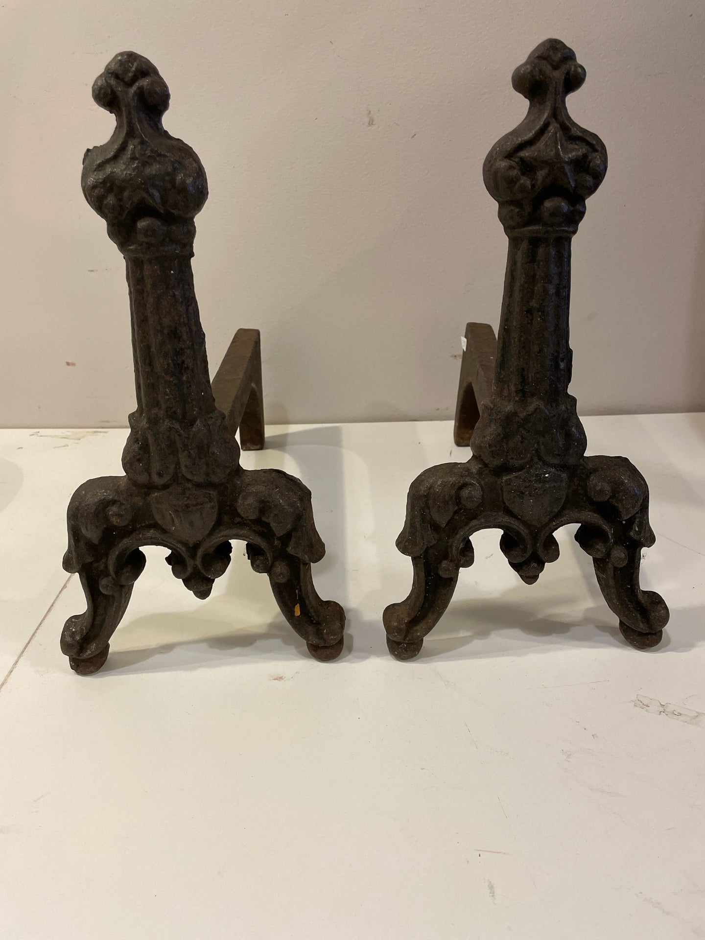 Pair of Cast Iron Andirons