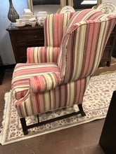 Load image into Gallery viewer, Raspberry &amp; Cream Striped Wing Chair
