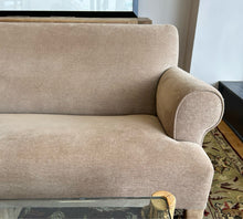 Load image into Gallery viewer, Beige Upholstered Bench Style Loveseat with Suede Covered Legs
