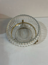 Load image into Gallery viewer, Ribbed Crystal Bowl on Brass Footed Stand

