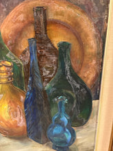 Load image into Gallery viewer, Sill Life Oil Depicting Glass Bottles
