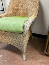 Load image into Gallery viewer, Wicker Chair with Green Fabric Cover
