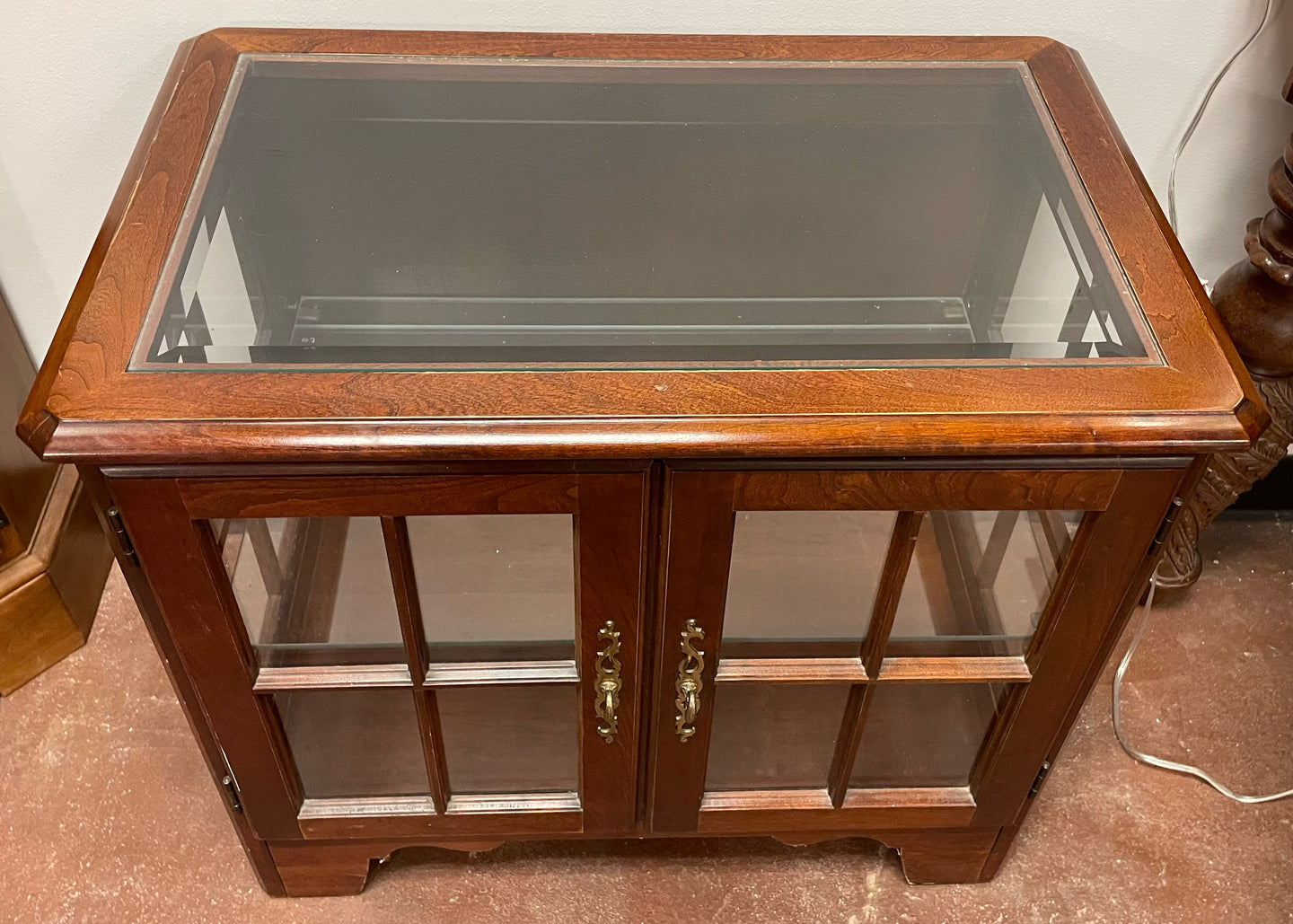 Two Door Wood & Glass Display Cabinet