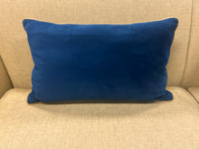 Load image into Gallery viewer, Navy Blue &amp; Gold Velvet Lumbar Pillow
