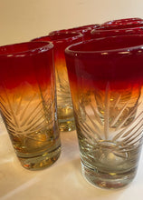 Load image into Gallery viewer, Eight Vintage Mexican Hand Blown Etched Glasses
