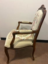 Load image into Gallery viewer, Vintage French Louis XV Armchair with Faux Needlepoint Upholstery
