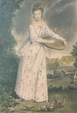 Load image into Gallery viewer, Print of "Mrs. Pelham Feeding Chickens" in Gold Frame
