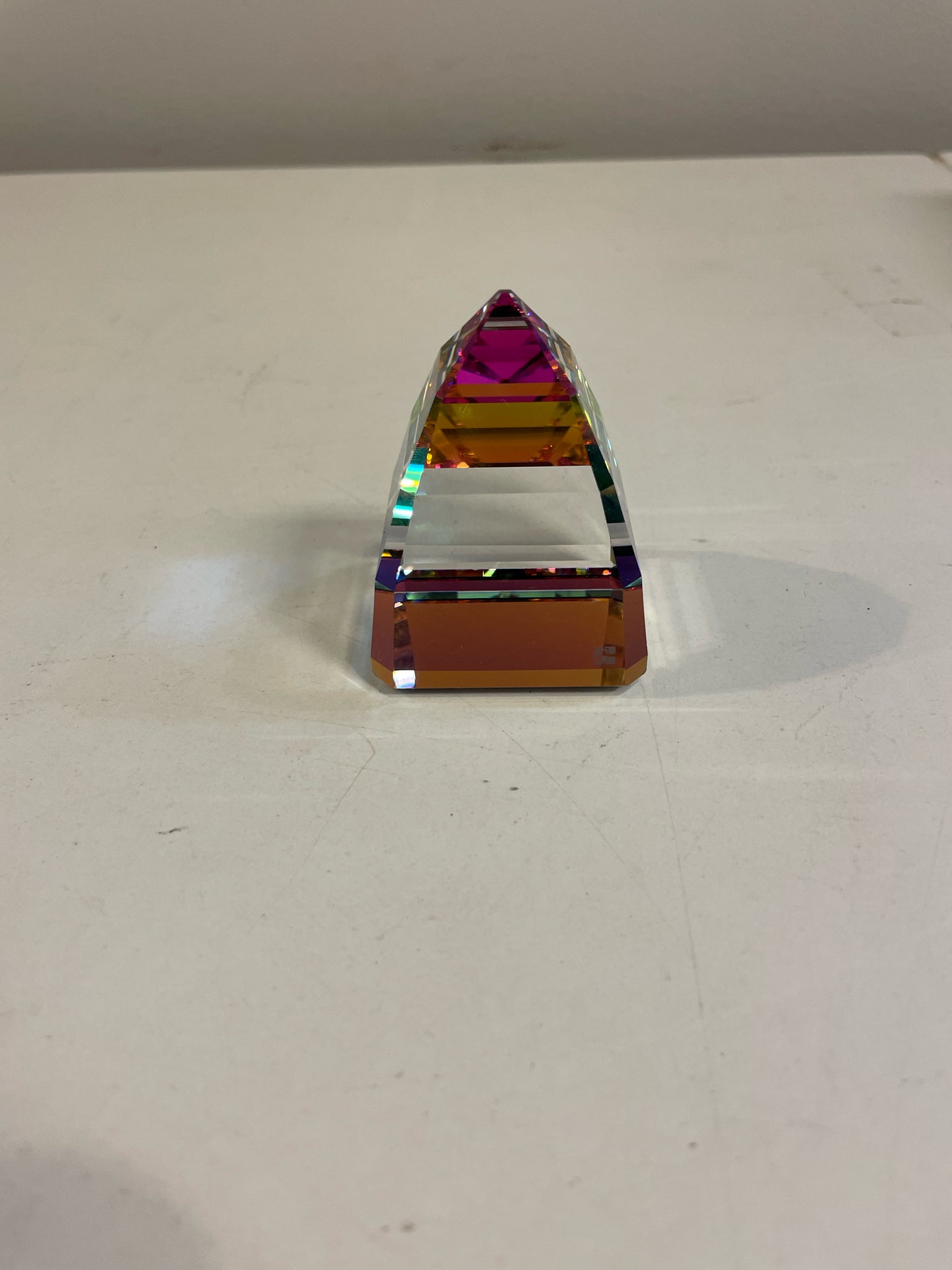 Rainbow Pyramid Paperweight from Swarovski Crystal