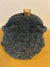 Load image into Gallery viewer, Vintage Black Beaded Purse with Gold Clasp
