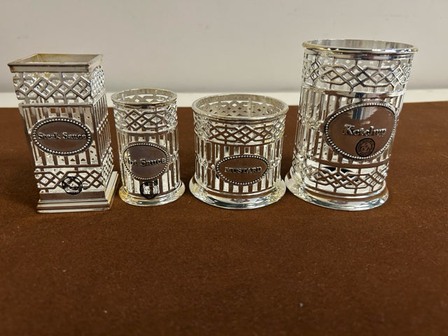 Set of 4 Vintage Godinger Silver Plated Condiment Holders