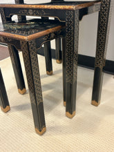 Load image into Gallery viewer, Mid-Century Black Lacquered Chinoiserie Nesting Tables
