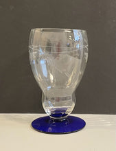 Load image into Gallery viewer, Five Vintage Art Deco Floral Etched Stemware on Cobalt Blue Base
